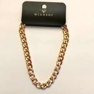 Gold color thick chain with encrusted rhinestones brand new